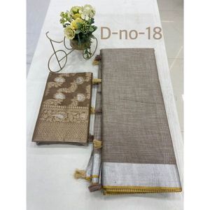 Saree-tela de lino de diseñador, tejido completo con hilo de Color bonito, ropa de fiesta informal, Saree tradicional - Product Image 3