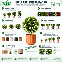 Balle d'herbe artificielle 45 cm, fausse plante en pot, topiaire ronde, en PE, résistante aux UV, pour intérieur, extérieur, maison, jardin, patio