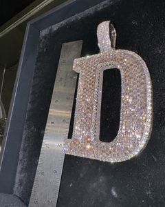 High Quality 925 Sterling Silver Rose Gold Cut Diamond Fully Iced D <b>Letter</b> Initial Hip Hop Customized <b>Charms</b> Party Jewelry - Product Image 5
