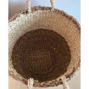 Grand panier tressé en jonc de mer avec poignée Organisateur rustique écologique, panier pour polyvalent - Product Image 3