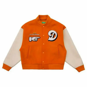 Chaquetas universitarias de lana 100% para mujer, ropa de calle con estampado de logotipo personalizado, chaqueta de letras universitarias de béisbol de punto OEM - Product Image 2