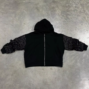 Nuevo 2025 diseño Premium sudaderas con capucha para hombres transpirable personalizado básico Rhinestone sudaderas con capucha hombres para la venta - Product Image 2