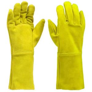 Gants de travail de soudeur en cuir de peau de vache blanc de qualité supérieure avec manchette bleue gants de soudage Tig résistants à la chaleur avec logo personnalisé - Product Image 1