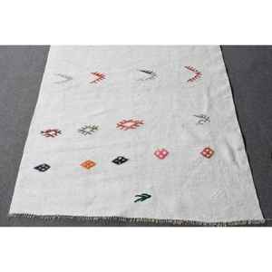 Alfombra Turca, Alfombra Vintage de 3.7x10.9 pies, Alfombra de Lana Blanca Ombré - Product Image 4