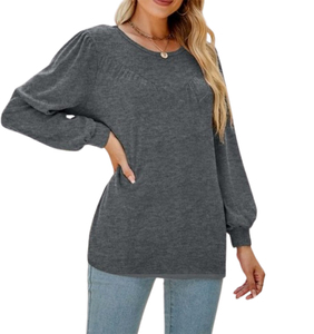Camiseta OEM personalizada de manga larga con cuello en V para mujer 100% algodón tela suave y transpirable ropa informal de calidad superior para todas las estaciones - Product Image 4