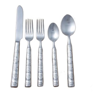 Ensemble de 5 couverts en acier inoxydable plaqué couleur argent à manche design de luxe, couverts à fourchette et couteau à usage domestique - Product Image 4