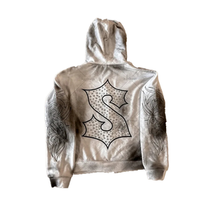 Sudaderas con capucha personalizadas de algodón pesado con estampado 3D de soplo y cremallera para hombre, sudaderas con capucha de gran tamaño Vintage lavadas con ácido para hombre - Product Image 4
