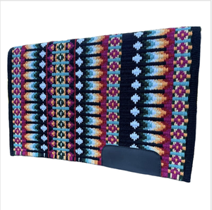 แผ่นรองอานม้าผ้าฝ้ายลายสีสันสดใสบุขนแกะสำหรับขี่ม้า - Product Image 1