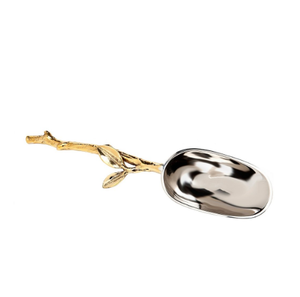 Cuillère à glace en acier inoxydable argenté brillant facile à nettoyer Outils de barre de poignée moulés en feuille d'or Poignée en métal portable - Product Image 1