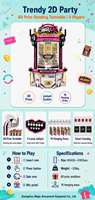 Jeu d'arcade intelligent de capture de prix pour 4 joueurs, avec disque rotatif à 16 emplacements suspendus et système de jackpot, pour centre d'arcade
