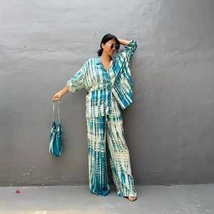 ชุดกิโมโนมัดย้อมด้วยมือ,ชุดเดรสวันหยุดสไตล์ Boho ทรงหลวมพร้อมกระเป๋า - Product Image 6