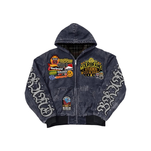 Fabricant de sweats à capuche surdimensionnés à fermeture éclair, en molleton français de 500 g/m², avec broderie lourde, délavé à l'acide et effet usé - Product Image 3