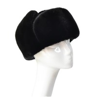 NARSIA INDUSTRIES Gorro de Invierno Unisex de Piel de Visón Genuina con Orejeras, Estilo Trapper Ushanka, Protección para las Orejas, Cálido para Exteriores