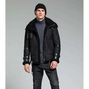 Men's Custom Genuine Leather <b>Jacket</b> with Stylish High Street Pattern <b>Waterproof</b> Zipper Closure <b>Winter</b> Sweaters & Clothing - Product Image 3