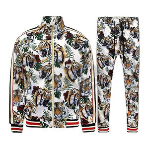 Logo personnalisé 100% coton hommes survêtements vestes pantalon ensemble jogging survêtement tissu polaire imprimé prix de gros - Product Image 1