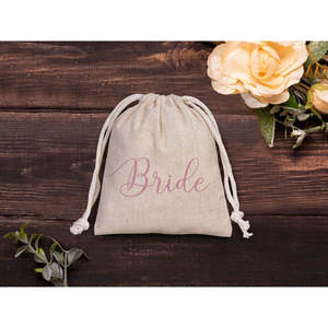 Personalized Bridal Party <b>Drawstring</b> Cotton <b>Pouch</b> Bags Wedding Favor Sacks for Bridesmaids Customizable Gift Bags - Product Image 3