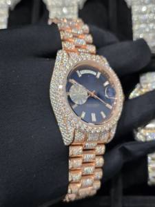 Montre de luxe personnalisée avec diamants, 100% testée au diamant, VVS Moissanite, Hip Hop, acier inoxydable glacé, montres analogiques mécaniques - Product Image 3