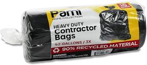 Sacs de construction PAMI haute résistance de 42 gallons, sacs poubelle résistants aux déchirures pour les travaux de déblaiement des déchets de jardin (lot de 10, noir) - Product Image 2