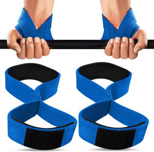 Custom Logo Figure 8 Weight Lifting <b>Wrist</b> Straps Padded Cotton Neoprene <b>Gym</b> Workout Compression <b>Support</b> OEM ODM - Product Image 1