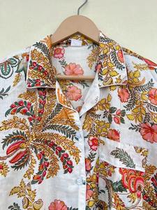 Indian Handmade Cotton Pj Set Soft Comfortable Cotton Set Beautiful Party Wear Resort Wear Beach Wear Pajama Cotton <b>Night</b> suit - Product Image 4