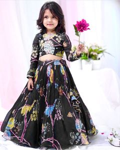 Nouveau 2025 enfants portent doux Chinon soie Multi fil et broderie et impression numérique travail Lehenga Choli avec Dupatta en ligne Inde - Product Image 3