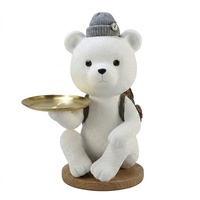 Statue en résine peinte à la main, réaliste, en forme d'ours, sur plateau créatif, sculpture sur mesure, thème animal, cadeau, ornement de table, souvenir pour la maison