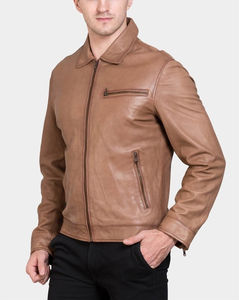 Chaqueta de Cuero Genuino para Hombre con Cuello Alto, Estilo Urbano, de Invierno, Impermeable, Ecológica, Antibacteriana y Bordada - Product Image 1