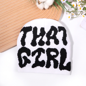 Confortable hommes lettre Jacquard tricoté personnalisé votre Logo revers sport Jacquard tricoté Beanie mode hiver jacquard Beanie - Product Image 2