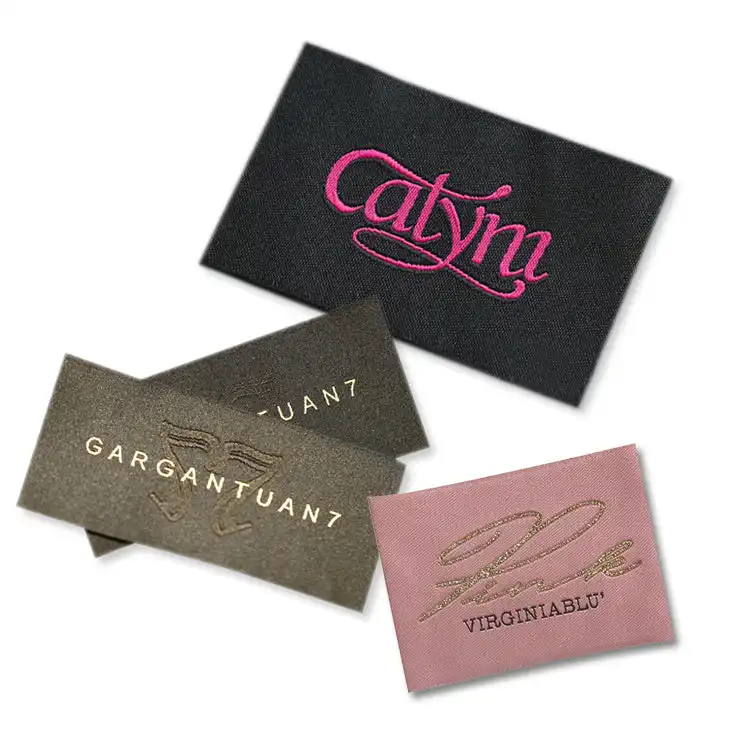 High quality end textile tags woven neck label customized S X L size woven printed labels for garment accessories