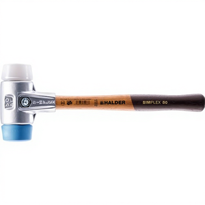 Marteau à tête souple SIMPLEX 405 mm avec tête superplastique de 60 mm, bois blanc/TPE-bleu souple, HALDER Metal Crafts - Product Image 3