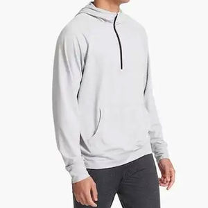 Usine blanc quart fermeture éclair à capuche hommes 100% coton 1/4 quart fermeture éclair sweat personnalisé imprimé brodé automne pull - Product Image 4