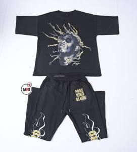 Wholesale 100% Cotton DTF Printed Men's Gym Set Custom Logo Breathable Sustainable XL <b>Short</b> Sleeves Tracksuit Plus Size Summer - Product Image 6