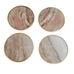 Custom <b>Marble</b> <b>Coaster</b> with Gold Brass Rim Resin Epoxy Wooden Square Placemat Drinkware Accessory at wholesale price - Product Image 4