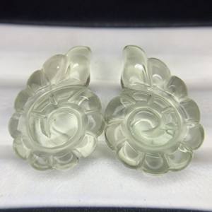 Pierre précieuse sculptée en améthyste verte faite à la main 23x16 MM forme de coquille de mer ovale naturelle pour la fabrication de bijoux - Product Image 3