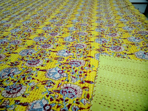 Venta al por mayor King Size 100% algodón suave orgánico Vintage Floral impreso Kantha edredón cosido a mano hogar Hotel ropa de cama - Product Image 3