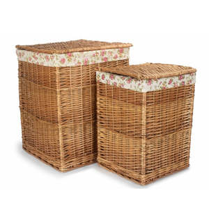 Cesta de lavandería de mimbre cuadrada al vapor ligera con forro de rosas de jardín cesta organizadora elegante para el hogar - Product Image 2
