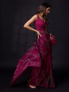 Trendmalls ผ้าไหม rangoli สำหรับสตรีเสื้อเชิ๊ตแบบไม่มีตะเข็บ (K1093-Purple) เสื้อผ้าอินเดียและปากีสถาน - Product Image 4