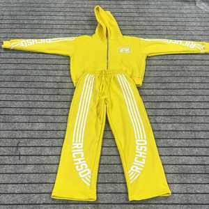 Sudadera con capucha bordada con apliques personalizados, pantalones de chándal con lavado ácido, chándal acampanado con sol desteñido, conjunto de chándales para hombres - Product Image 6