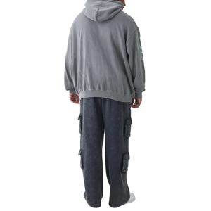 Sudadera con Capucha de Felpa de Algodón Grueso para Hombre, con Logotipo Personalizado, Talla Grande, Estilo Francés, Lavado Ácido, Color Sólido, Invierno - Product Image 2