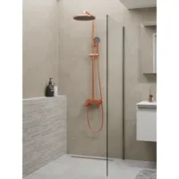 Système de douche pluie HERA avec mitigeur monocommande 8203 en laiton or rose et pommeau de douche rond