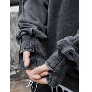 Logo personnalisé de haute qualité coton lavé à l'acide sweat à manches longues demi gants sur la main manches blanc hommes sweat à capuche hommes - Product Image 3