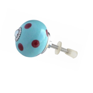 Industrial Design Red Polka Dots <b>Turquoise</b> Ceramic Knobs for Wardrobe Kitchen Bedroom Living Room Drawer Cabinet Handle Pulls - Product Image 2
