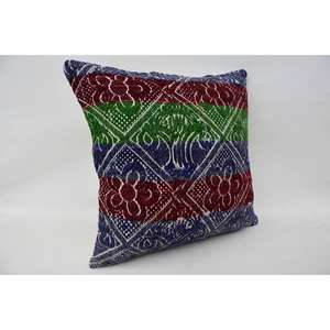 Oreiller en laine de 16x16 pouces avec motif tissé vintage patchwork de bohème multicolore Kantha - Product Image 2