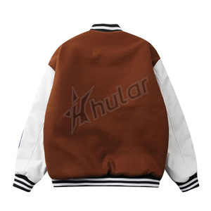 Veste universitaire en laine marron de luxe pour homme, style streetwear d'hiver personnalisé, manches brodées, design de lettre sur le devant - Product Image 2