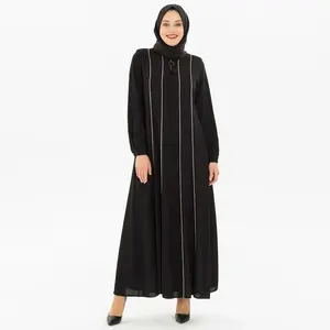 Latest Eid New Design Satin Diamond Dubai Abaya Designs Islamic Clothing Abaya Women Muslim Dress Front Open Abaya