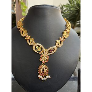 Conjunto de Joyería Fina, Estilo Indio Rajasthani Tradicional, Collar con Incrustaciones de Piedras Rosadas Jadau - Product Image 3
