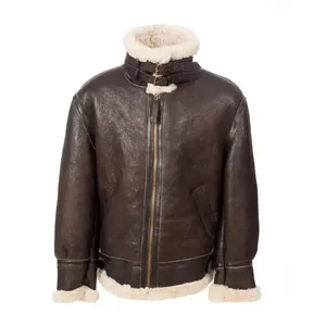 <b>Sheepskin</b> B3 Flight Brown Leather <b>Jacket</b> - Product Image 3