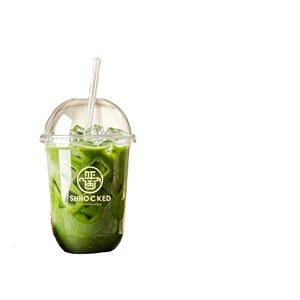 Wholesale Custom Logo 90mm U Shaped PET Matcha <b>Boba</b> Milk Tea Cup with Dome Lids for <b>Bubble</b> Tea Shop - Product Image 1