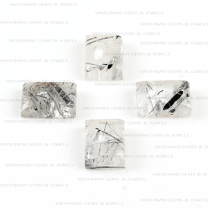 Cabujón de Cuarzo rutilado negro Natural a granel al por mayor 10x14mm rectángulo calibrado DIY fabricación de joyas piedras preciosas sueltas - Product Image 6