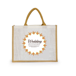 2025 Trending Listo para enviar Impresión personalizada Ganesh Ji Canvas Yute Tote Bag Bolsa de regalo de boda Bolsa de playa de yute para invitados - Product Image 5
